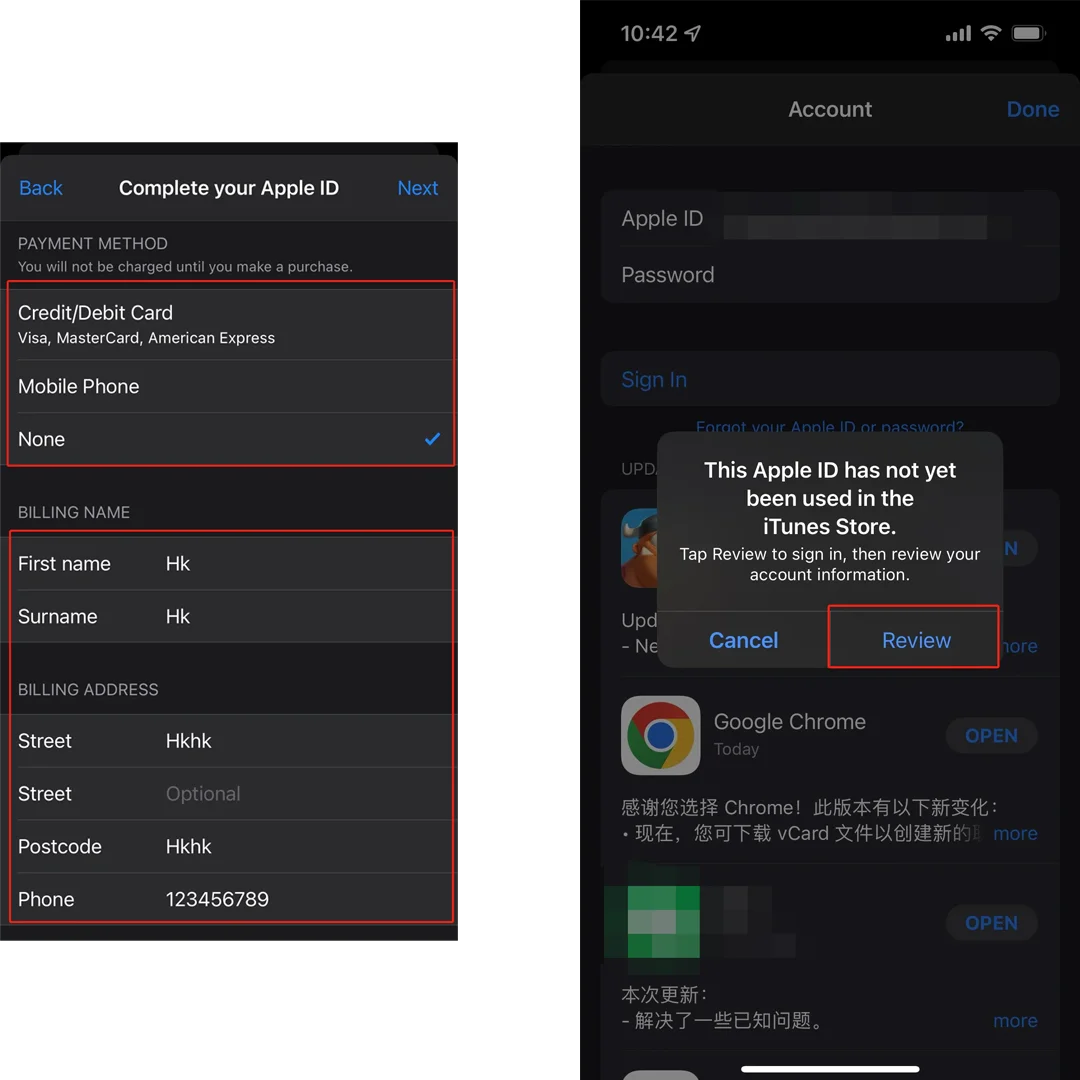 Create a new HK Apple ID account